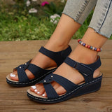 Breakj Sports Sandals Women Large Size Round Head Breathable Light Lifting Velcro Hollow Sandals Women