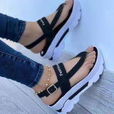 Breakj 2023 Large-Size Slope Heel Buckle With Sandals Women In Southeast Asia New Wearing Roman