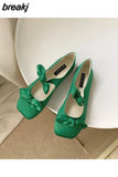 Women Flat Bottom Ballet Shoes Female New Bow Band Retro Shallow Mouth Women's Shoes Size