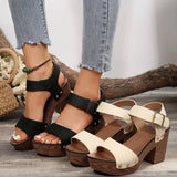 Word With High-Heeled Toe Sandals Female Fish Mouth Belt Buckle Rivet Waterproof Table Beach Cool