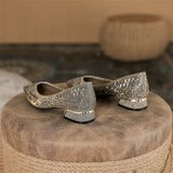 Designer Woman Trafa Shoes Crystal Pumps Low Heeled Party Bride Wedding Shoes Female Sequin Loafers Ladies Dress High