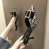 Brand Women Slippers Slip On Mules Leopard Shoes Women Slides Home Slippers Mules Low Heel Shoes Ladies Fashion Shoes