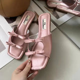 Slippers Women Square Toe Sandals Beach Walking Shoes Summer Open Toe Slides 2024 Slingback Flip Flops Zapatillas De