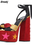 Women's Sandals High Platfrom Chunky Heels Shoes Summer Peep Toe Ankle Strap High Heels Party Shoes Sandalia
