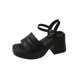 Breakj Summer New Thick-Bottomed Slippers Women's Thick Heel Square Head Fashion Wearing High Heel One-Word