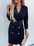 Women Spring New Suit Collar Long Sleeve Dress Elegant Solid Color Lace-Up Slim Waist Dress 2022 Chic A-Line Dress Party