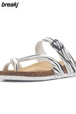 Fashion Cork Slipper 2023 New Women Summer Mixed Color Casual Beach Slip on Outside Flip Flops Slides