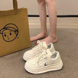 Breakj Small White Shoes Women 2025 Autumn New Students Thick Soles To Increase Sports Shoes Korean Version Of Casual