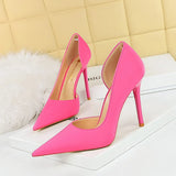 Breakj Korean Version Of Fashion Simple Pedicure Show Thin Heel Ultra High Heel Shallow Mouth Tip Side Hollow Out Single Shoes Women's High
