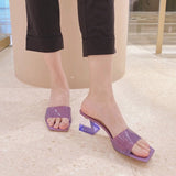 Square Head High Heel Sandals 2023 New Female Summer Transparent With Thick With Transparent And Fashion Lady Everyday