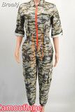 Plus Size S-5XL Camouflage Jumpsuit Women Cargo Pants Pockrts Zipper Street Playsuits Fashion Autumn 2023 Outfit