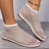 Breakj Head Beach Sandal Women Wear Hollow Out Rhinestone Pedal Breathable Mesh Sandal Women Low Top Sandals