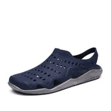 Men PVC Sandals Slippers Summer Hollow Out Breathable Casual Water Shoe Outdoor Lightweight Beach Sandals Non-Slip