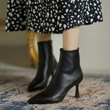 Heel Ankle Boots Women Korean Version Of Autumn And Winter New Ankle Boots Small Heel White Pointed French Thin Heel Side Zipper Martin Boots