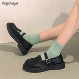 Lolita Mary Jane Shoes Women Cute Kawaii Chunky Platform Flats Fashion Designer Buckle Strap Leather women's Loafers