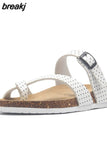 Fashion Cork Slipper 2023 New Women Summer Mixed Color Casual Beach Slip on Outside Flip Flops Slides