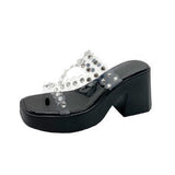 Bottom Water Drill High Heel Slippers Women 2025 Summer New Set Of Sandals Women Transparent With Thick Heel Wearing Cold
