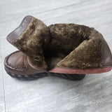 New Vintage Mother Flat Genuine Leather Ankle Boot for Women Cowhide Lace-Up Winter Warm Shoes Woman Platform Snow