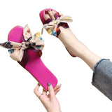 Breakj Ribbon Bow Flat And Flat-Bottomed Slippers Women Summer New Wear Broken Flowers One Word