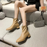 Winter New Fashionable Round Head Leather Outerwear with Back Zipper High Heel for Warm Comfortable Large Size Naked