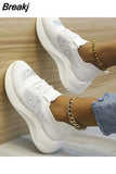 Women Shoes 2023 Plus Size Platform Socks Sneakers Breathable Sports Shoes Women Mesh Rhinestone Non Slip Casual Running