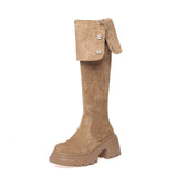 Breakj High And Thick Bottom Increase Over The Knee Long Boots Autumn Winter Kaqi Color Two Through The Flip High Barrel Knight