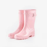 2018 new Platform Rain Boots Ladies Rubber Ankle Boots Low Heels Women Boots Slip On Flats Shoes Woman Plus Size
