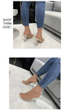 Crystal Clear Transparent Slippers Female Shoes Middle Heels Comfortable New Summer Women Shoes Woman Fashion Cool Mules