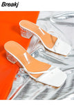 Shoes on Sale 2023 Modern Sandals Summer Hot Sale Open Toe Women's High Heels Slippers Transparent Party Thong