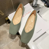 Ballet flats hot knitting square toe single shoes woman breathable soft sole moccasins flats shallow candy color