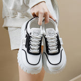 Breakj Summer New Korean Ins Breathable Small White Shoes Women's Hollow Casual Board Shoes Thick Platform Versatile Pine Shoes XQ