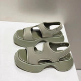 Women's Sandals Wedge Heel 2022 Summer Selling Open Fashion Pu Beach Elastic Fabric Sandals All-match Roman Sandalias