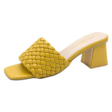 Luxury Slides Women Mules Fetish Pumps Individual Weave Leisure New Thick Heel Office Ladies Prom Slippers Women's