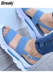 Women Sandals Summer Platform Sandals Wedges Shoes 2023 New Sandalias Mujer Lightweight Soild Color Open Toe Sandals for