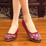 Chinese Style Flat Shoes Women Embroidered Flower Flats Flax Comfort Slip On Loafers Ladies Light Moccasins
