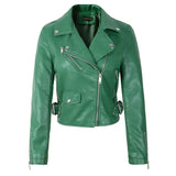 Women Black Faux Leather Jackets Pu Motorcycle Zipper Faux Soft Leather Rivet Zipper Red Pink Turn-down Collar