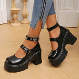 White Y2K High Heels Pumps Women 2024 Spring Chunky Platform Mary Jane Shoes Woman Plus Size Thick Heel Gothic Shoes