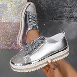 Breakj Women's Shoes Thick Soles Height Water Drill Niche Design Lace Single Shoes In Fashion Lefu