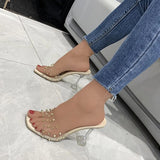 Crystal Clear Transparent Slippers Female Shoes Middle Heels Comfortable New Summer Women Shoes Woman Fashion Cool Mules