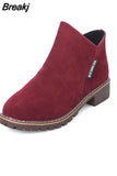 NEW Women Martin Boots Autumn Winter Boots Classic Zipper Snow Ankle Boots Winter Suede Warm Fur Plush Women