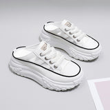 Breakj Korean Version Net Face Half Drag Old Dad Shoes Female 2025 Summer New Breathable Schoolgirl Shoes Casual Shoes Female