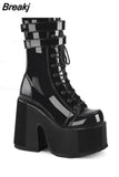 Design Cool Block Great Quality Big Size 43 Gothic Style Platform Woman Boots Fashion Casual Cosy Woman Shoes Ankle