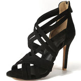 Breakj Sandals Women Sandals Women 2023 Summer Plus Size 40-43 Fine Heel Suede Perennial Shipment