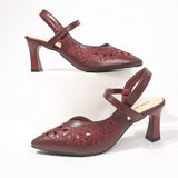 Breakj High-Heeled Sandals New Fashion Pointed Sandals Behind The Air Soft Leather Hollow Hollow High Heels