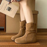 Breakj Autumn And Winter New Retro Pile Boots Brown Lazy Sleeve Boots Women Fashion Sleeve