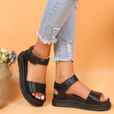 Open Toe Platform Wedge Sandals Ladies Summer Buckle Beach Shoes Sexy Leather Fashion Casual Plus Size