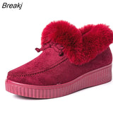 Women's Loafers Flat Shoes Winter Plush Ladies Causal Non Slip Warm Moccasins Woman Comfort Flats Snow Boots Botas De