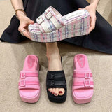 Breakj Slope And Slippers Women Wear 2025 New Thick-Soled Leisure Beach Women's Shoes Buckle Cool Drag