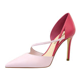 Breakj Korean Version Of Fashion Sweet High Heels Women's High With Shallow Mouth Pointed Head Color Hollow One Word Belt Show Thin Single