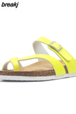 Fashion Cork Slipper 2023 New Women Summer Mixed Color Casual Beach Slip on Outside Flip Flops Slides
